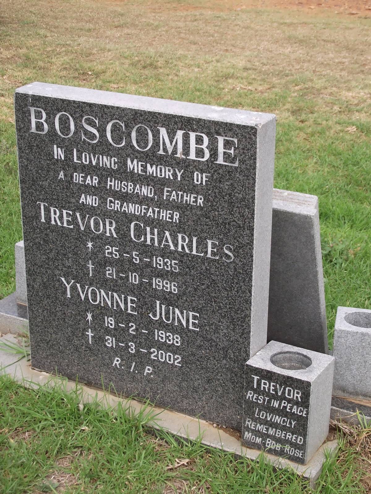 BOSCOMBE Trevor Charles 1935-1996 & Yvonne June 1938-2002