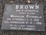 BROWN Magdalena Petronella nee STROEBEL 1932-1996