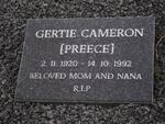 CAMERON Gertie nee PREECE 1920-1992