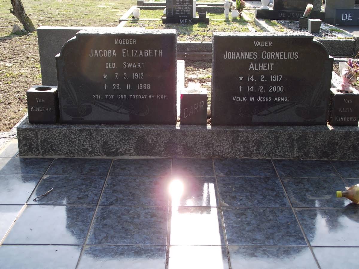 CARR Johannes Cornelius Allheit 1917-2000 & Jacoba Elizabeth SWART 1912-1968