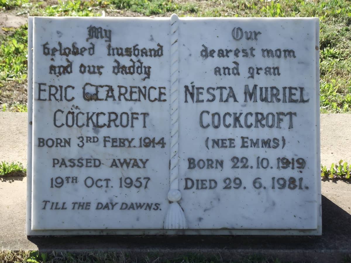 COCKCROFT Eric Clarence 1914-1957 & Nesta Muriel EMMS 1919-1981