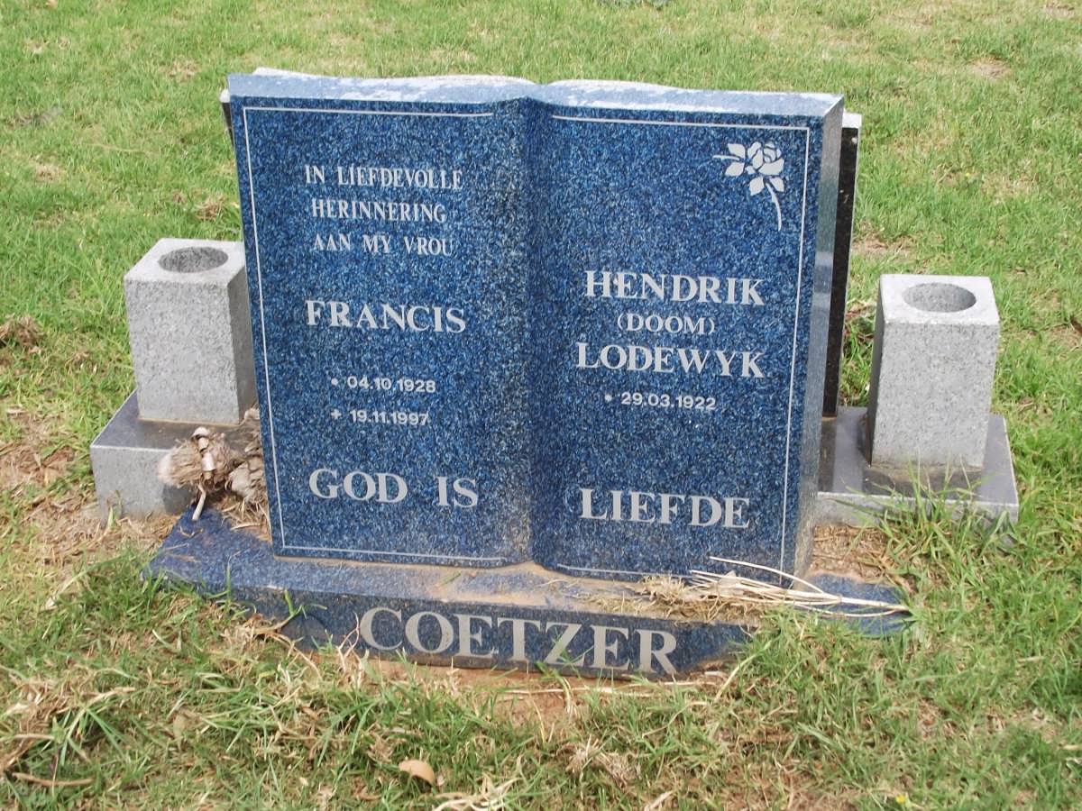 COETZER Hendrik Lodewyk 1922-2008 & Francis 1928-1997