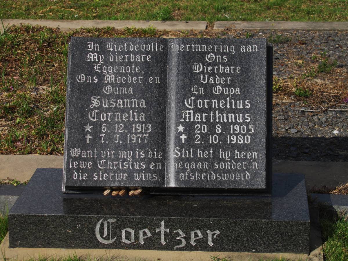 COETZER Cornelius Marthinus 1905-1980 & Susanna Cornelia 1913-1977