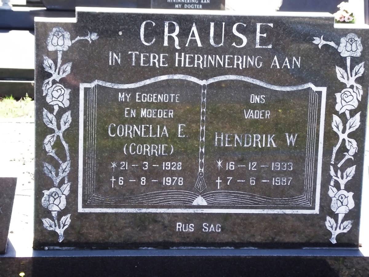 CRAUSE Hendrik W. 1933-1987 & Cornelia E. 1928-1978