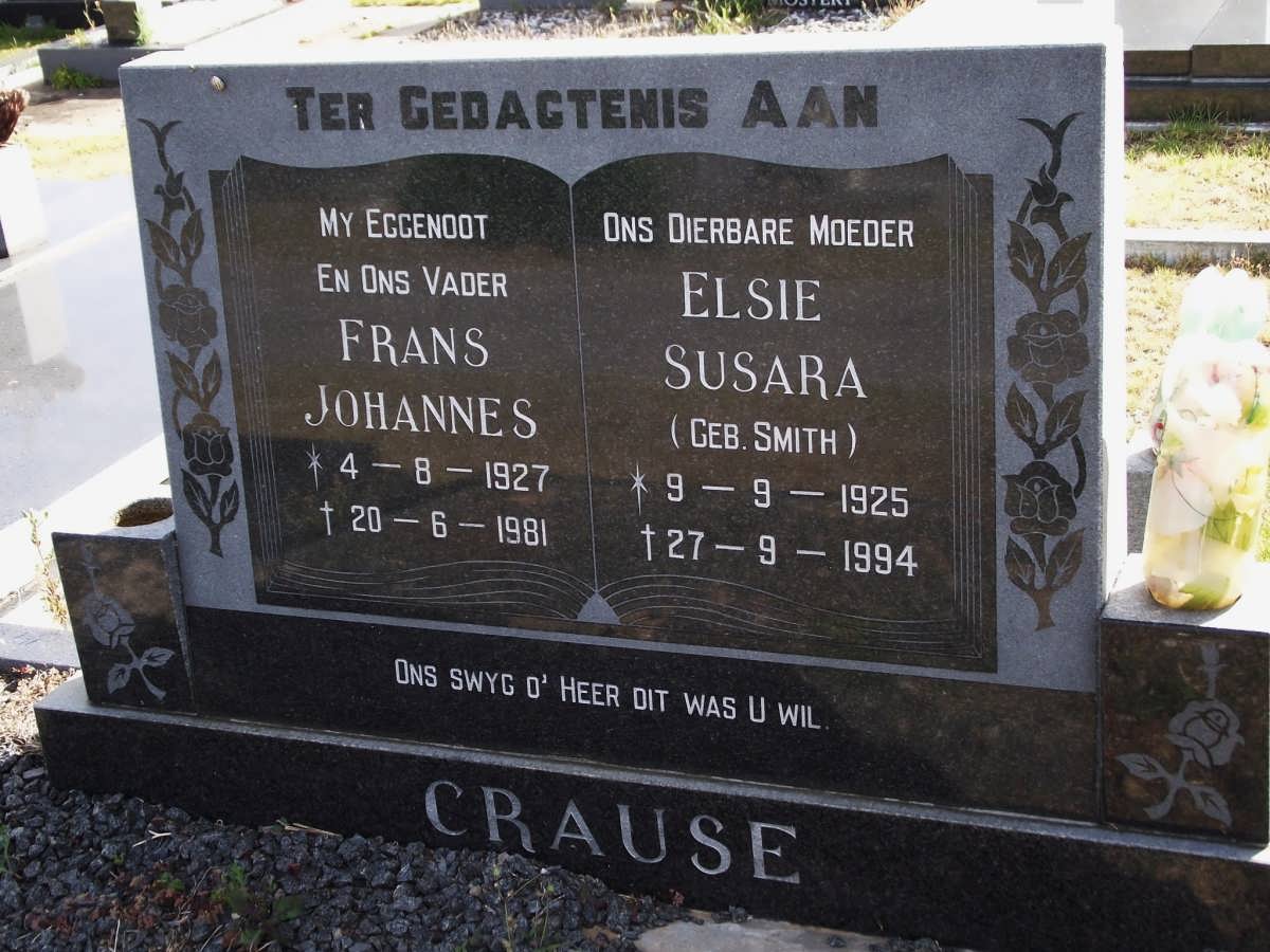 CRAUSE Frans Johannes 1927-1981 & Elsie Susara SMITH 1925-1994