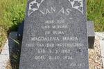 AS Magdalena Maria, van nee van der WESTHUIZEN 1887-1974