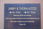 KOTZE Jimmy 1925-2002 & Thora 1927-2009