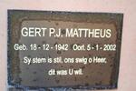 MATTHEUS Gert P.J. 1942-2002