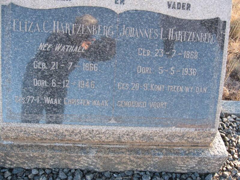 HARTZENBERG Johannes L. 1868-1936 & Eliza C. WATHALL 1866-1946