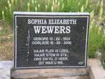 WEWERS Sophia Elizabeth 1933-2006