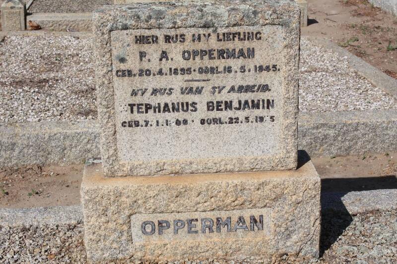 OPPERMAN Stephanus Benjamin 1900-1975 & P.A. 1895-1945