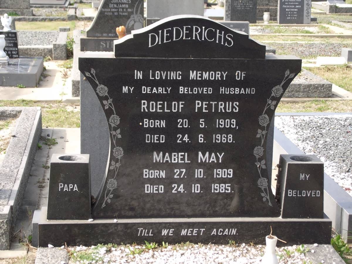 DIEDERICHS Roelof Petrus 1909-1968 & Mabel May 1909-1985