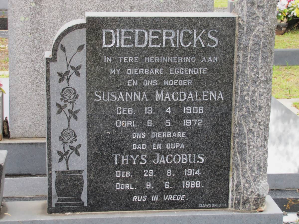 DIEDERICKS Thys Jacobus 1914-1988 & Susanna Magdalena 1908-1972