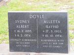 DOYLE Sydney Albert 1895-1974 & Alletta 1903-1974