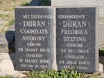 DURAN Corneluis Anthony 1902-1966 & Fredrika Stefina 1904-1969