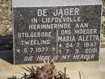 JAGER, de -1977 :: JAGER Maria Aletta, de 1947-2001