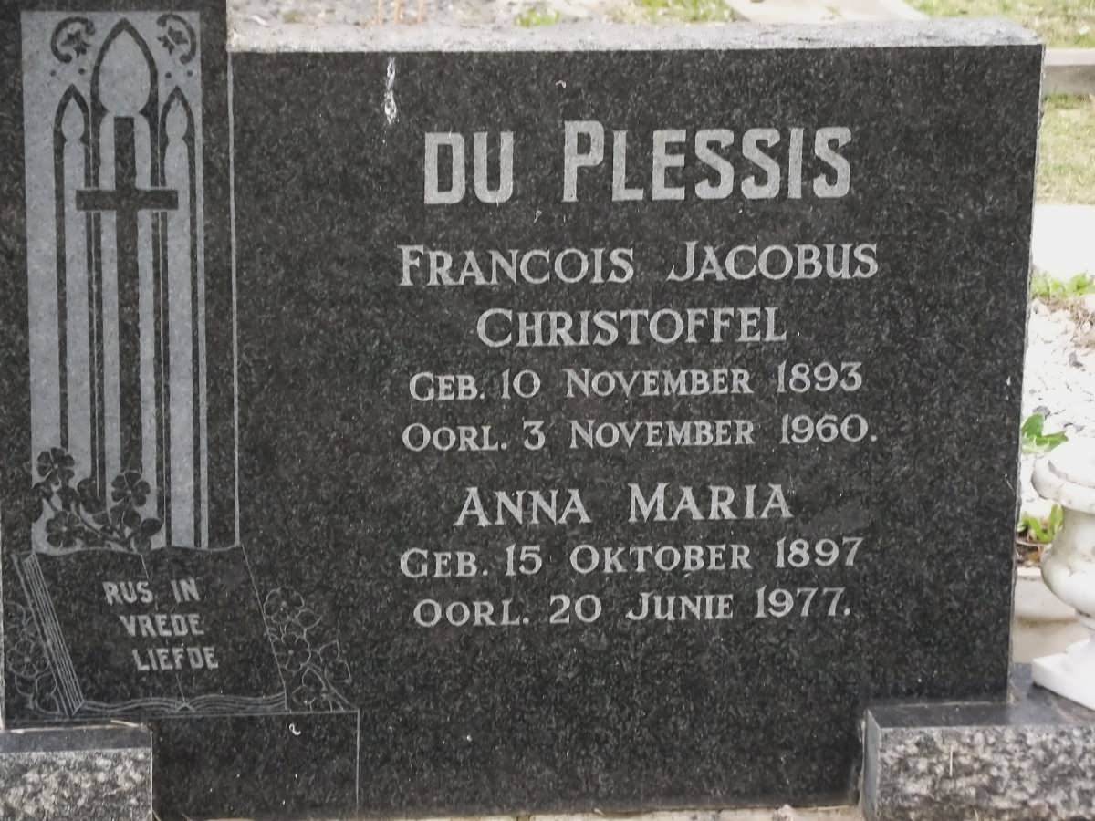 PLESSIS Francois Jacobus Christoffel, du 1893-1960 & Anna Maria 1897-1977