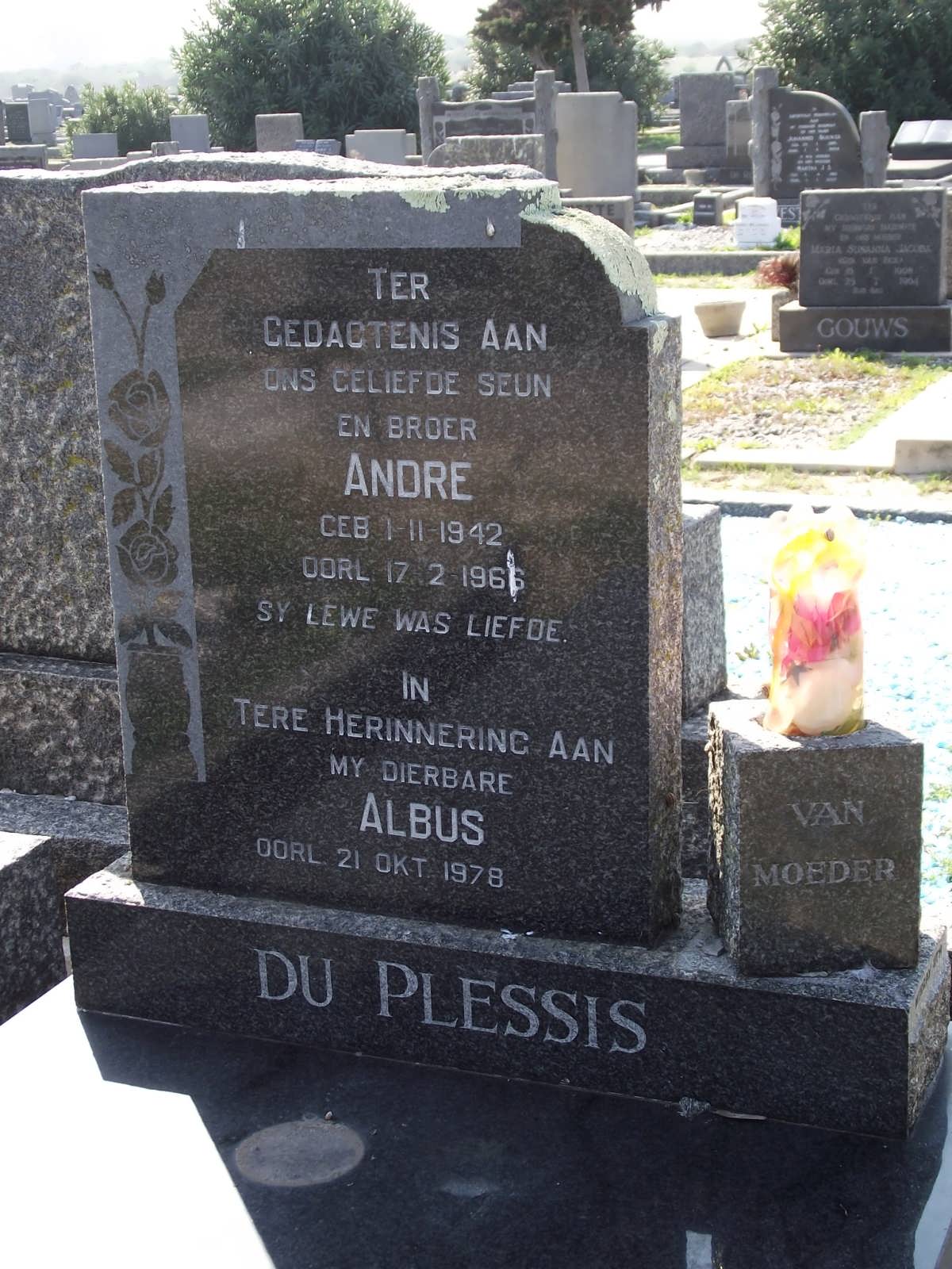 PLESSIS Andre, du 1942-1966 :: PLESSIS Albus, du -1978
