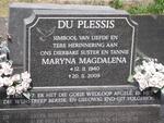 PLESSIS Maryna Magdalena, du 1940-2009
