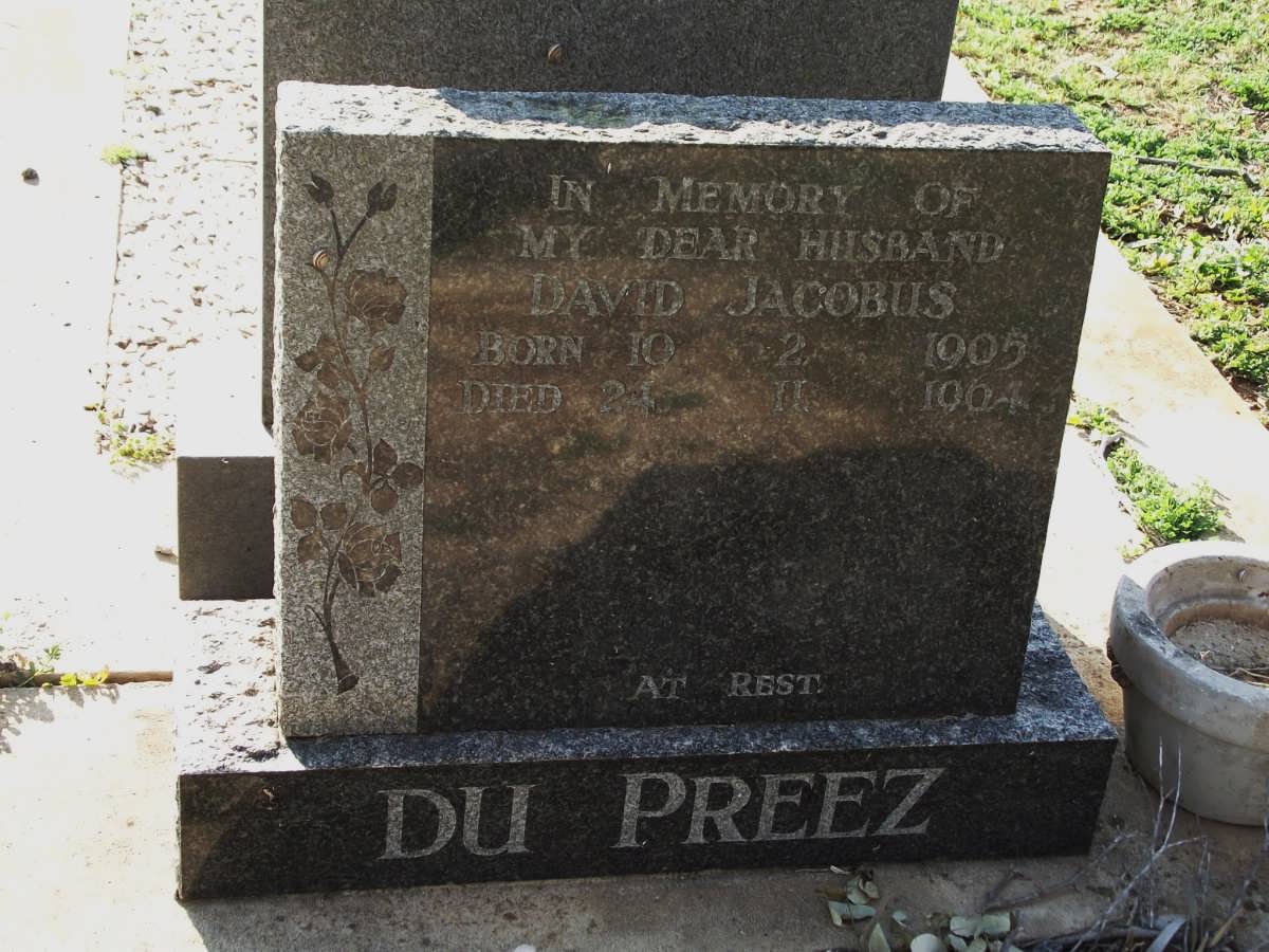 PREEZ David Jacobus, du 1905-1964