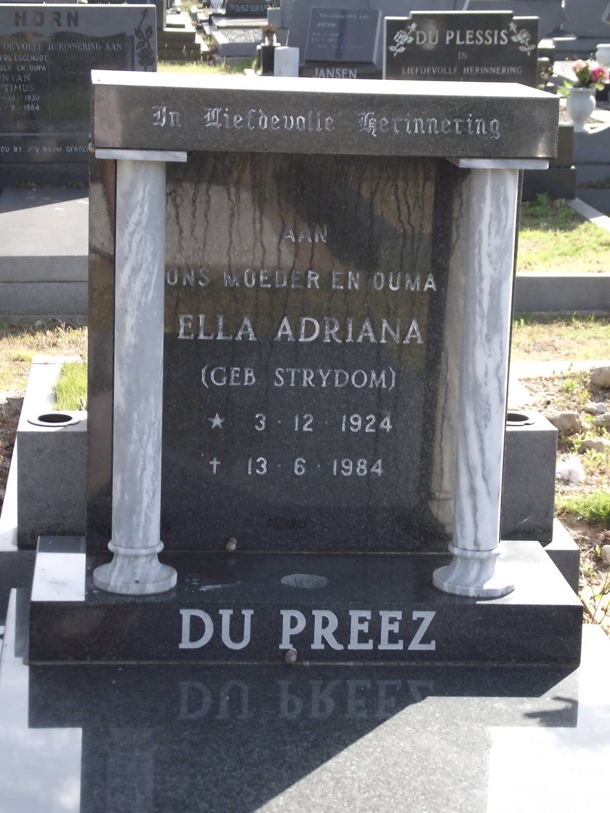 PREEZ Ella Adriana, du nee STRYDOM 1924-1984
