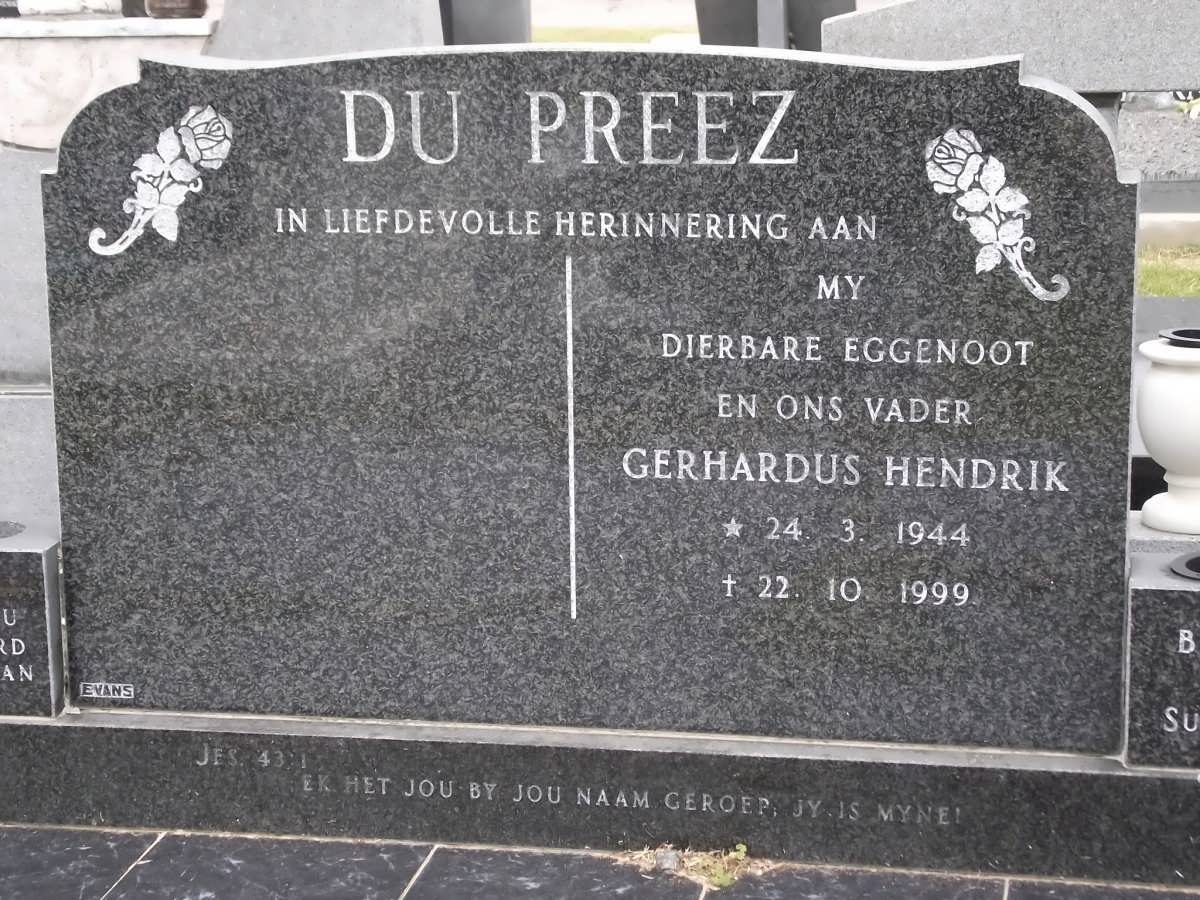 PREEZ Gerhardus Hendrik, du 1944-1999