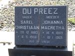 PREEZ Sarel Christiaan, du 1883-1968 & Johanna Magretha 1889-1969