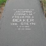 BEKKER Jacomina Cornelia Frederika nee STEYN 1910-1998