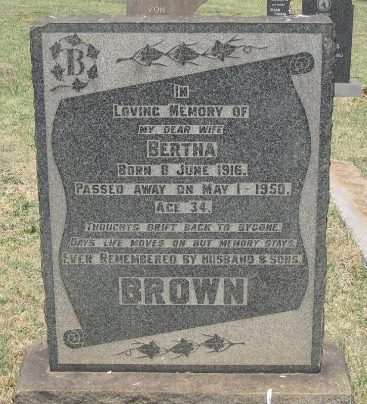 BROWN Bertha 1916-1950