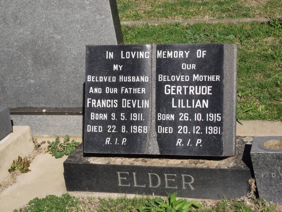 ELDER Francis Devlin 1911-1968 7 Gertrude Lillian CROFT 1915-1981