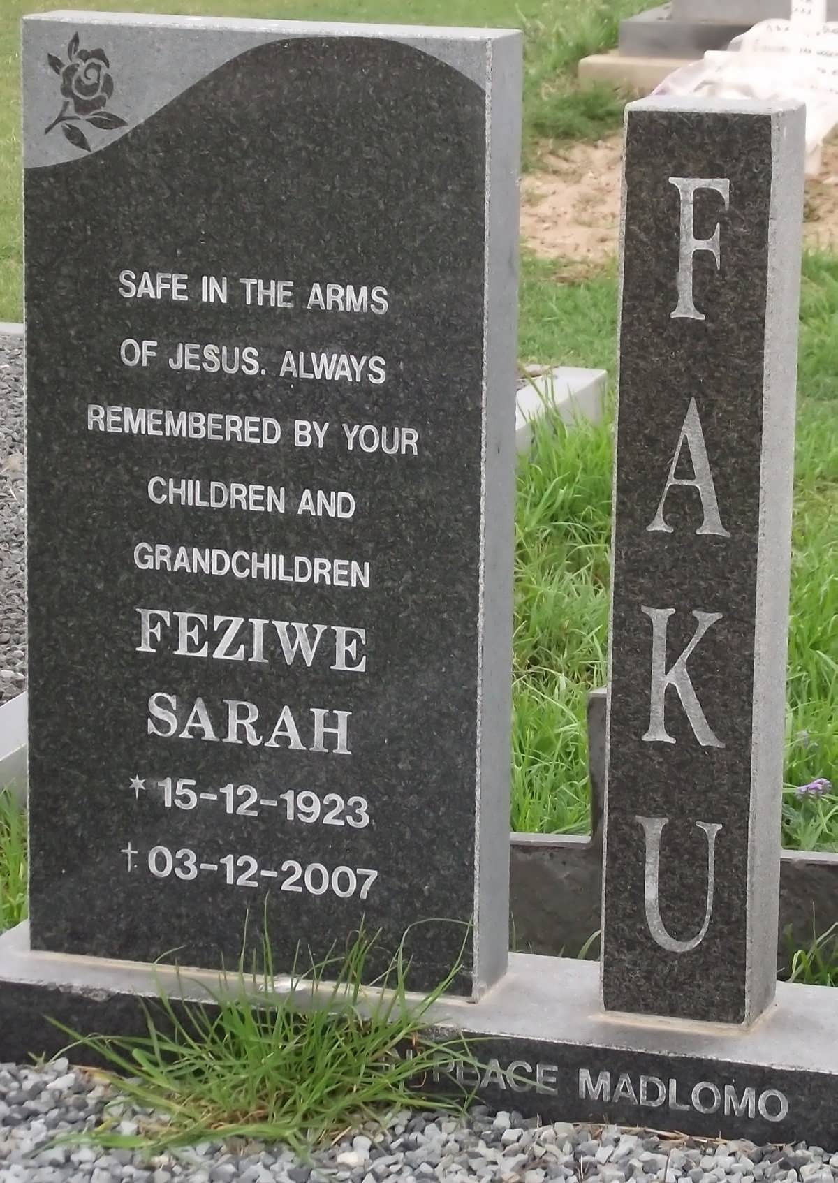 FAKU Feziwe Sarah 1923-2007
