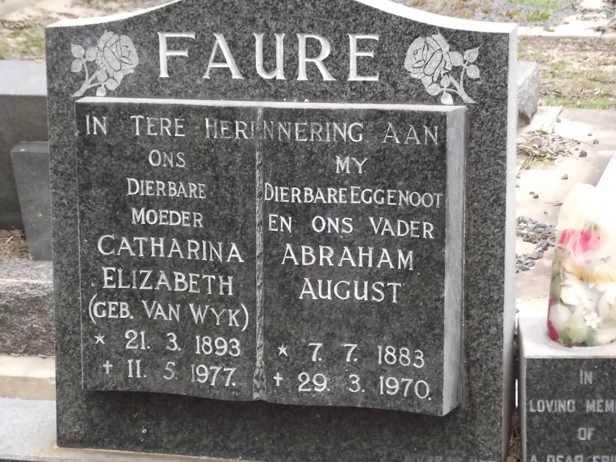 FAURE Abraham August 1883-1970 & Catharina Elizabeth VAN WYK 1893-1977