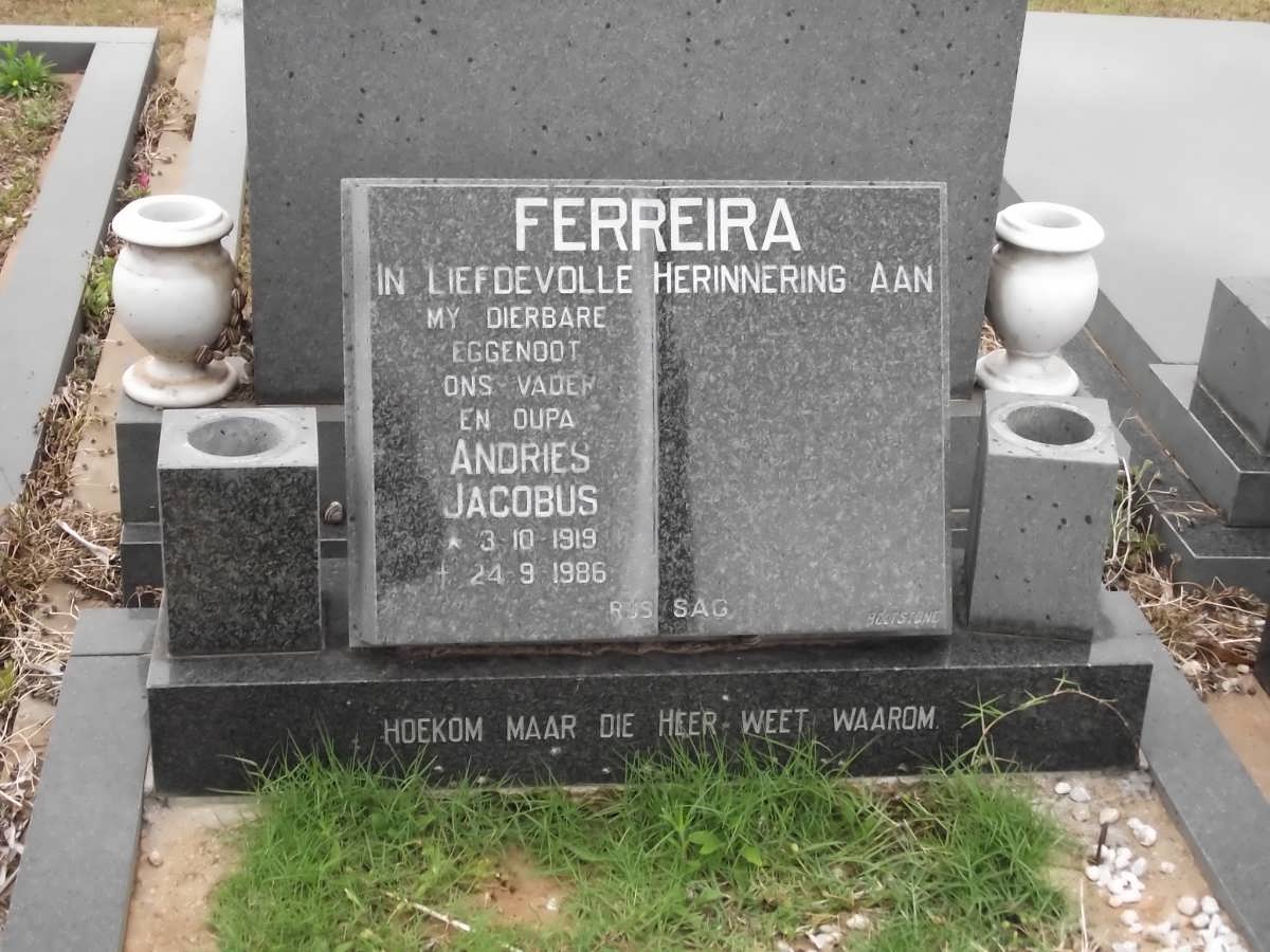 FERREIRA Andries Jacobus 1919-1986