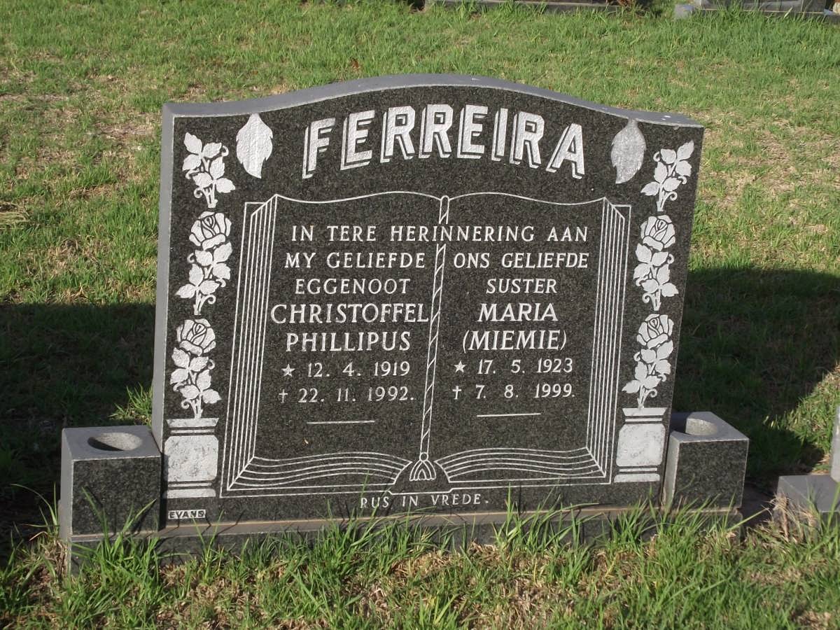 FERREIRA Christoffel Phillipus 1919-1992 & Maria 1923-1999