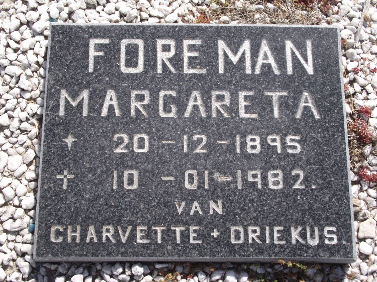 FOREMAN Margareta 1895-1982