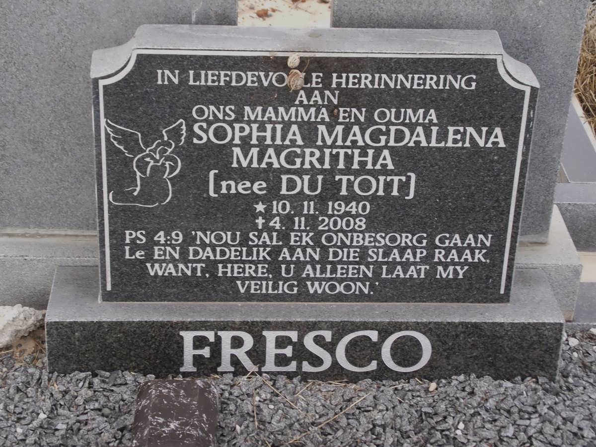 FRESCO Sophia Magdalena Magritha nee DU TOIT 1940-2008