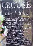 CROUSE Lukas Marthinus 1933-1998 & Susara Catharina 1929-2008