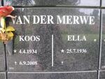MERWE Koos, van der 1934-2008 & Ella 1936-