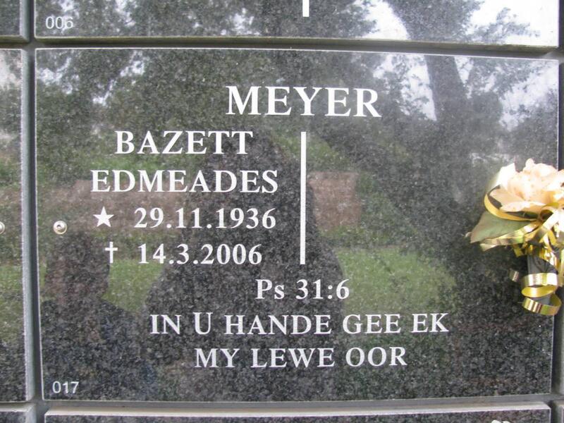 MEYER Bazett Edmeades 1936-2006
