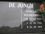 JONGH Anjelina Wilhelmina, de nee VAN DER MERWE 1926-2010