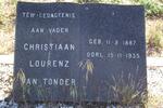 TONDER Christiaan Lourenz, van 1887-1935