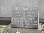 RENSBURG Jan Christiaan, janse van 1898-1970 & Dirkie J.P. 1912-1974