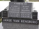 RENSBURG Cornelius Ferdinand, janse van 1918-1994 & Susanna Magdalena 1926-2001