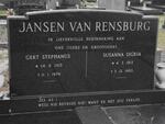 RENSBURG Gert Stephanus, jansen van 1915-1974 & Susanna Sigria 1913-1983