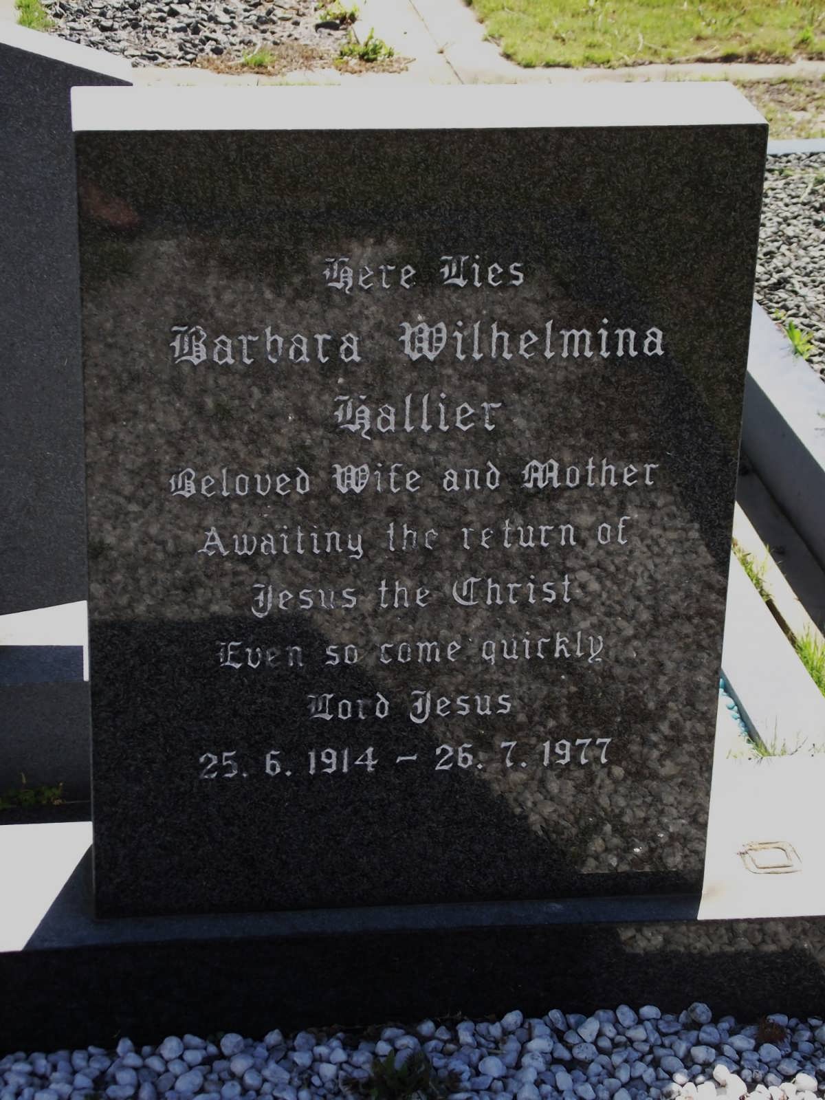 HALLIER Barbara Wilhelmina 1914-1977