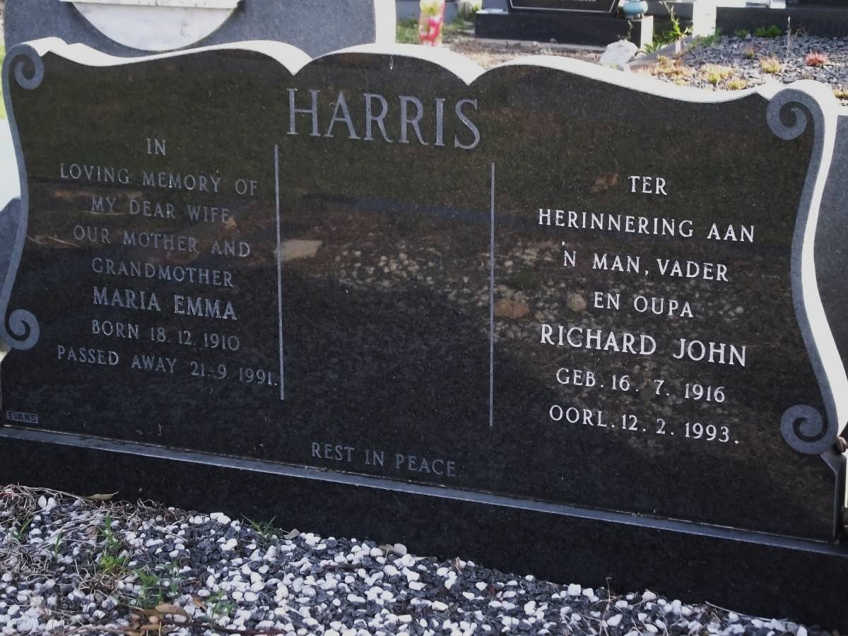 HARRIS Maria Emma 1910-1991 & Richard John 1916-1993