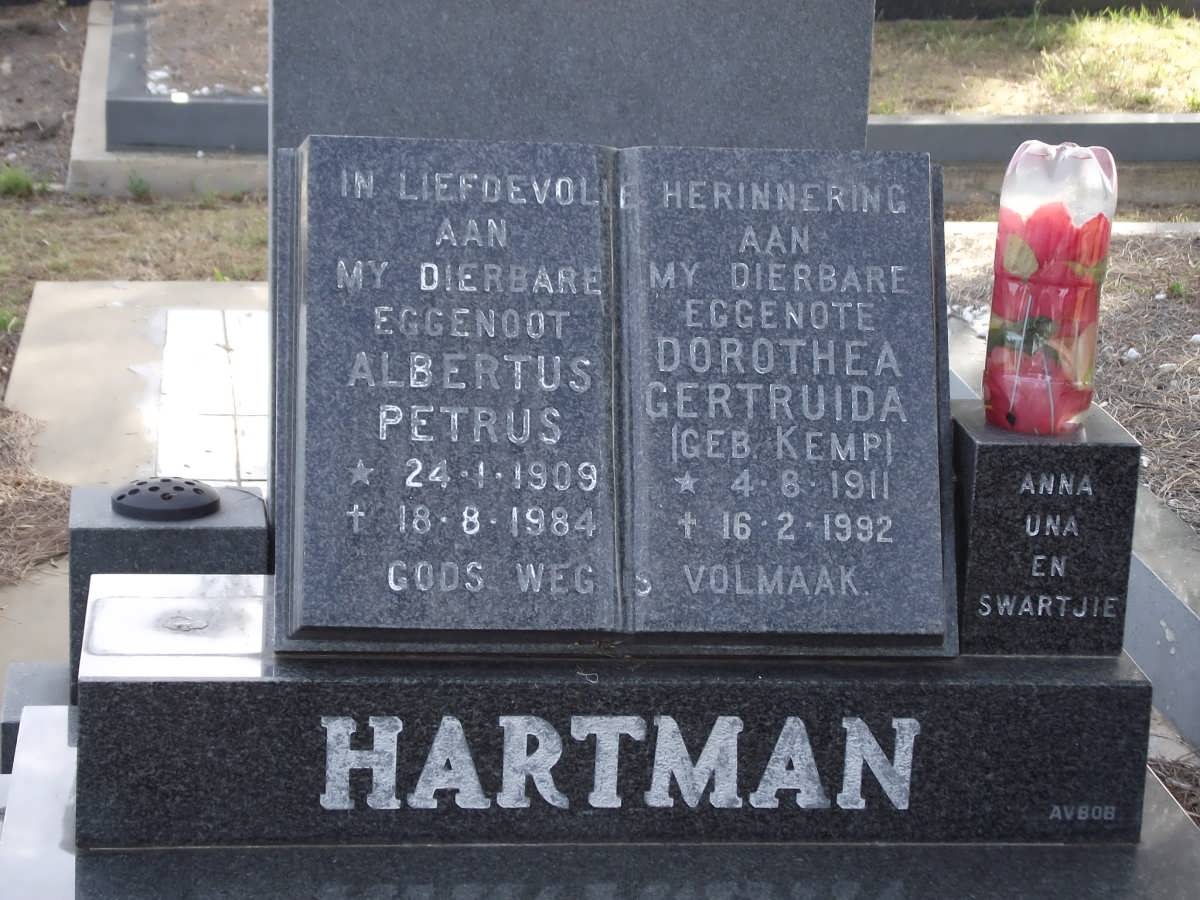 HARTMAN Albertus Petrus 1909-1984 & Dorothea Gertruida KEMP 1911-1992