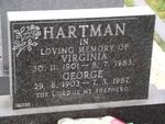 HARTMAN Virginia 1901-1983 & George 1903-1987