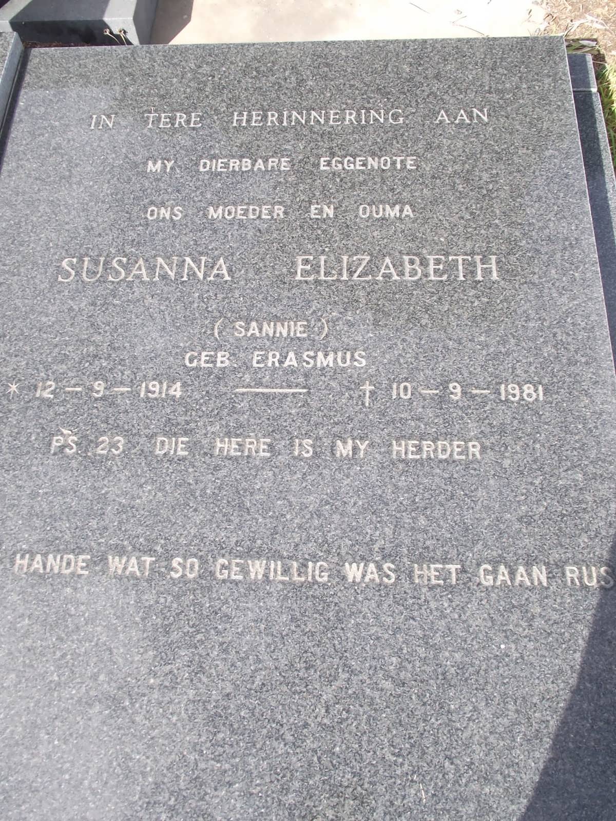 HECHTER Charel David 1912-1983 & Susanna Elizabeth nee Erasmus 1914-1981