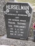 HERSELMAN Paulina Susanna nee TERBLANCHE 1917-1961